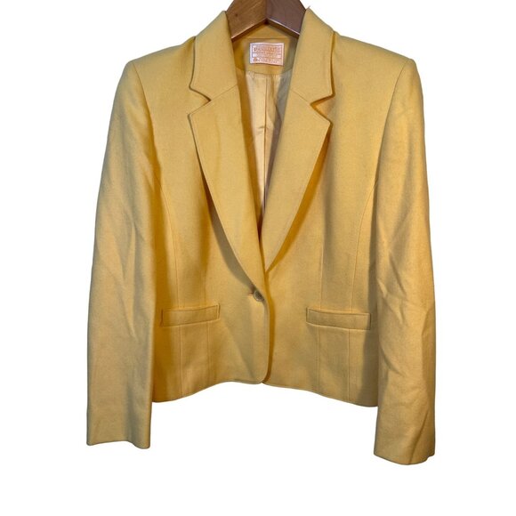 Vintage Warranted to be Pendleton Pastel Yellow Wool Blazer - 100% Virgin Wool J - Picture 1 of 7